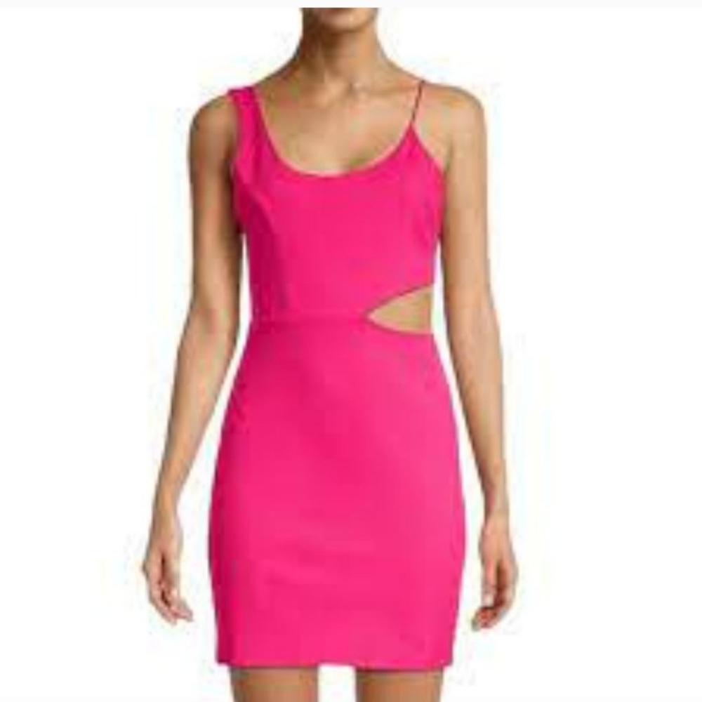 Socialite Cut Out Bodycon Mini Dress Barbie Pink Womens XL